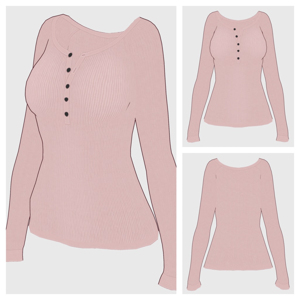 【#VRoid】ヘンリーネックリブTシャツ【#vroidcustomitem】