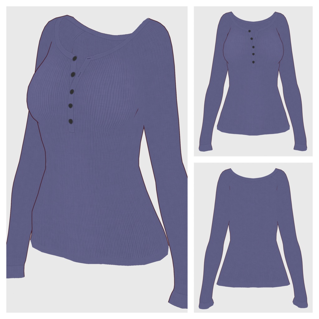 【#VRoid】ヘンリーネックリブTシャツ【#vroidcustomitem】