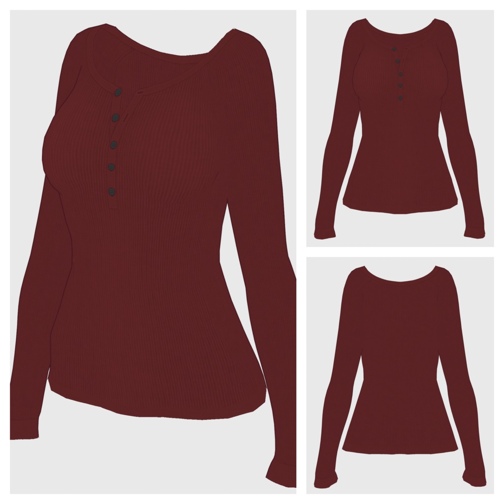 【#VRoid】ヘンリーネックリブTシャツ【#vroidcustomitem】