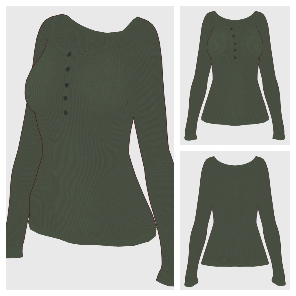 【#VRoid】ヘンリーネックリブTシャツ【#vroidcustomitem】