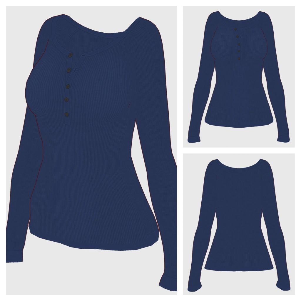 【#VRoid】ヘンリーネックリブTシャツ【#vroidcustomitem】