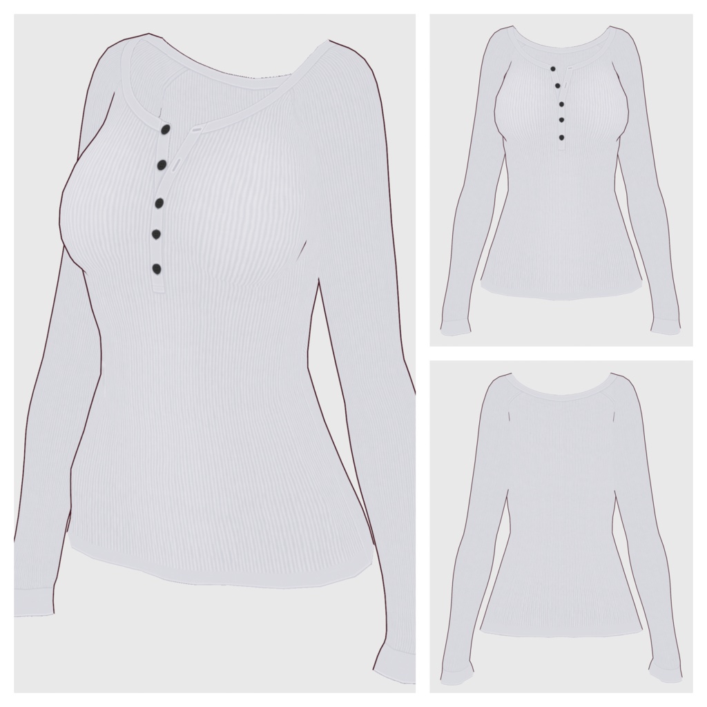 【#VRoid】ヘンリーネックリブTシャツ【#vroidcustomitem】