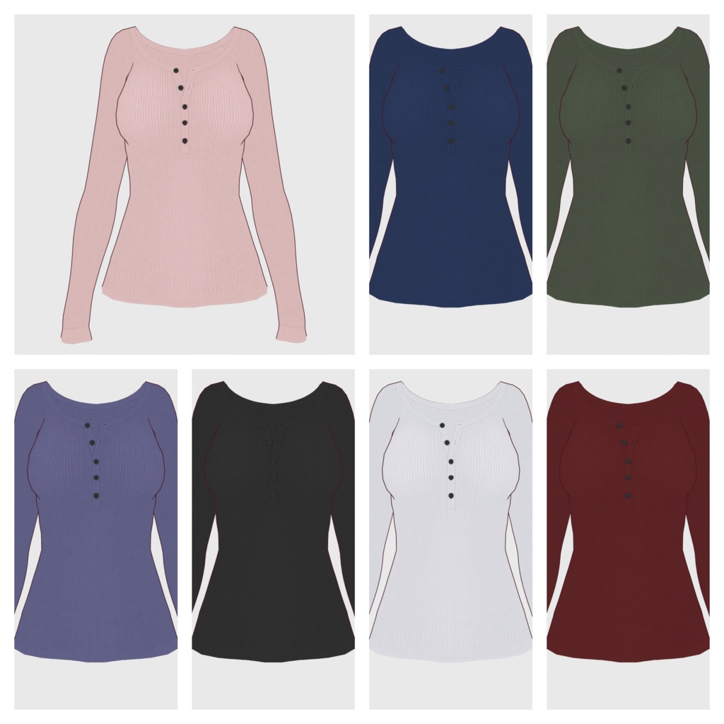 【#VRoid】ヘンリーネックリブTシャツ【#vroidcustomitem】