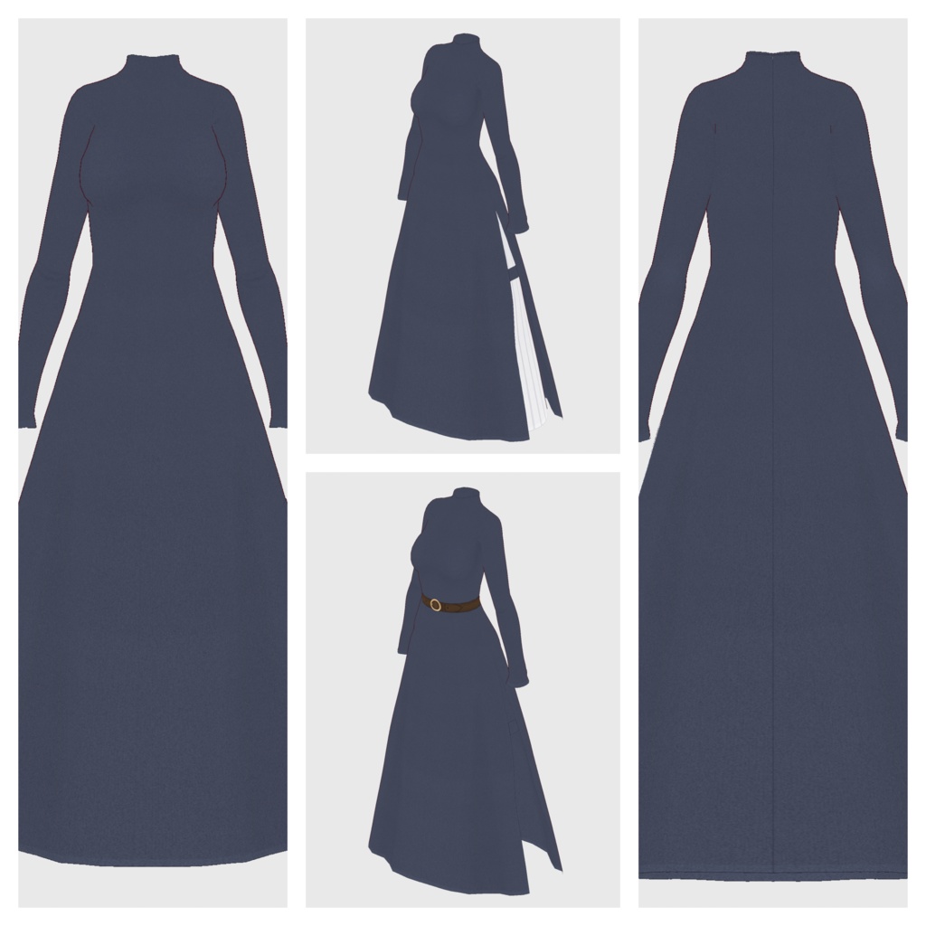 【#VRoid】ハイネックサイドスリットワンピース【#vroidcustomitem】