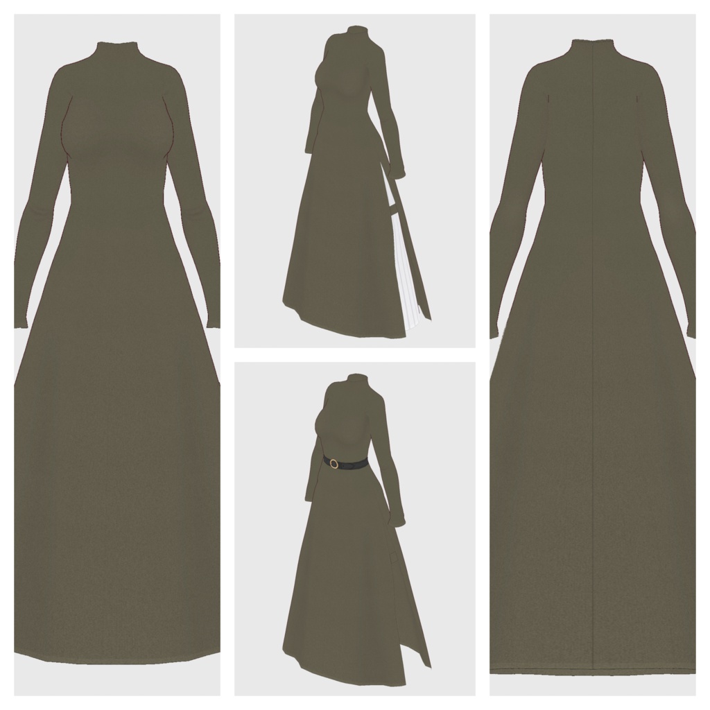 【#VRoid】ハイネックサイドスリットワンピース【#vroidcustomitem】