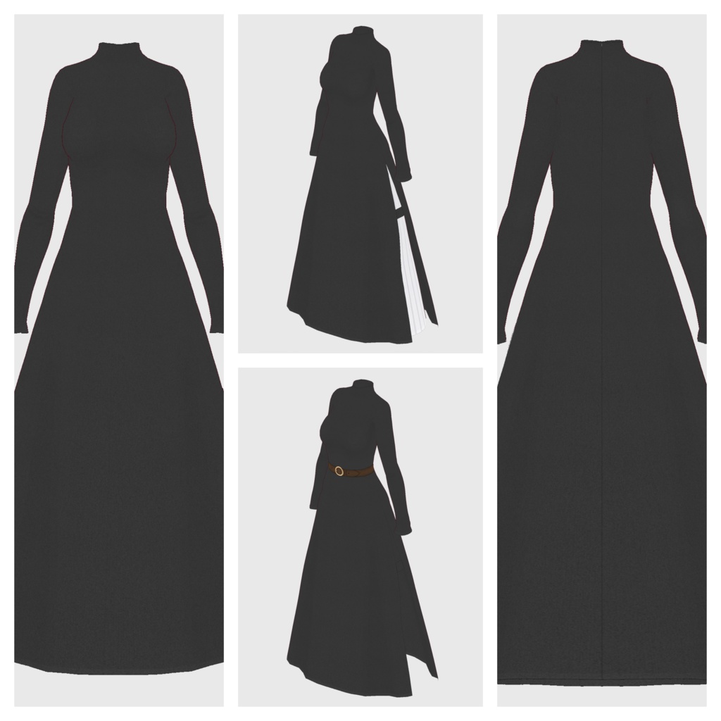 【#VRoid】ハイネックサイドスリットワンピース【#vroidcustomitem】