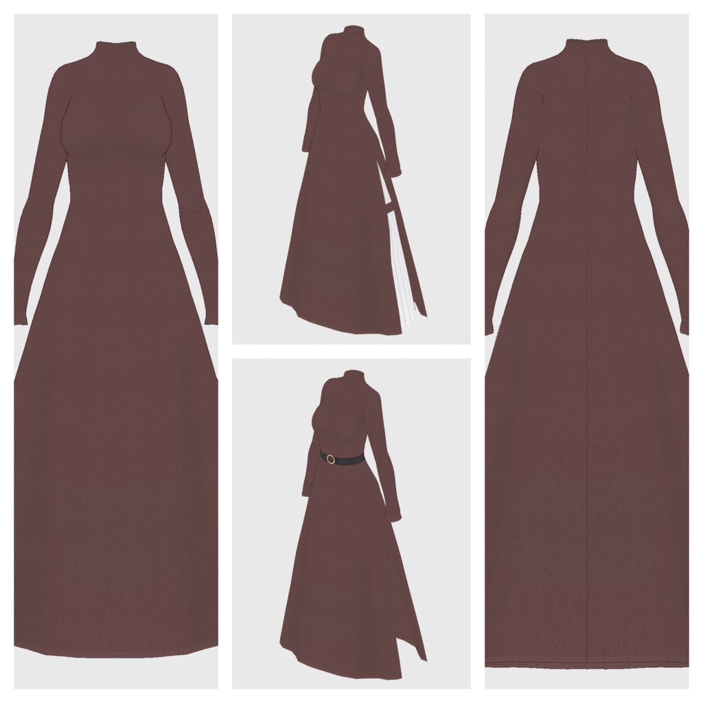 【#VRoid】ハイネックサイドスリットワンピース【#vroidcustomitem】