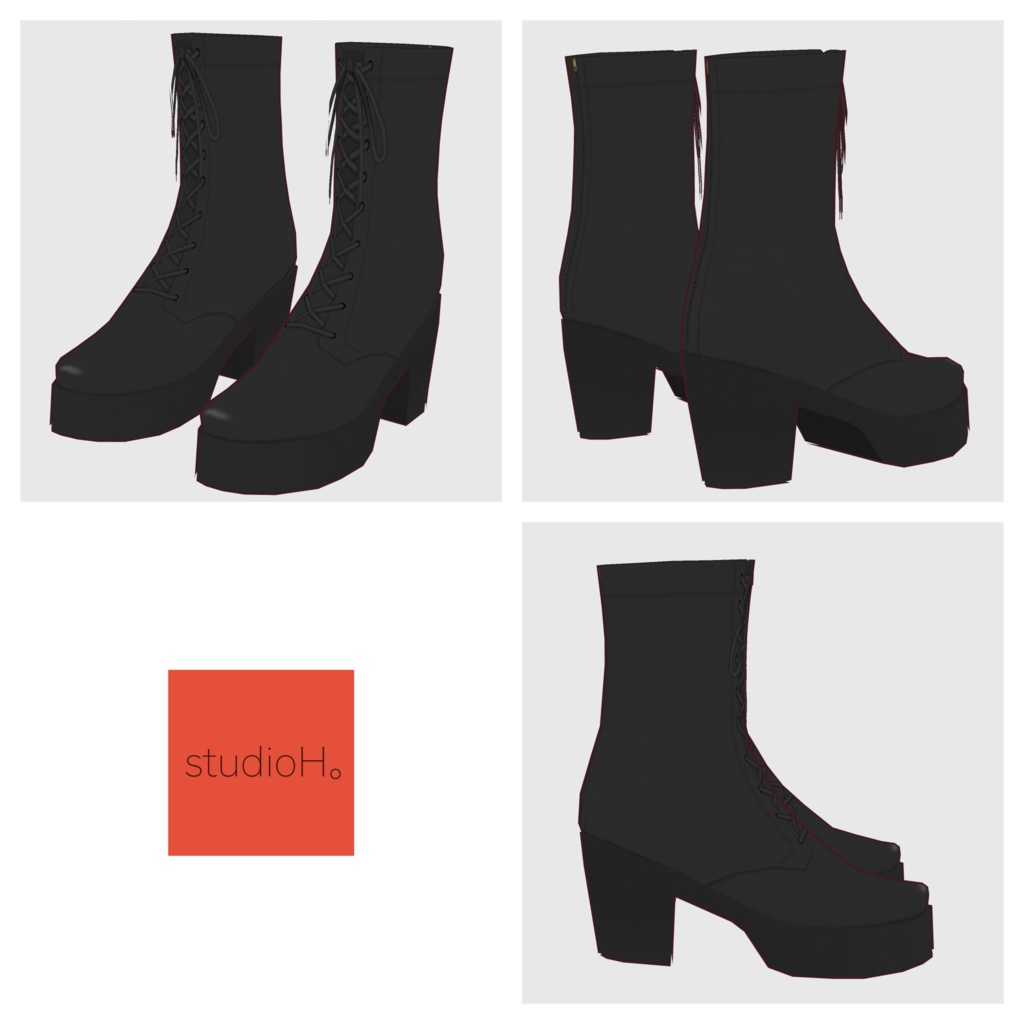 【#VRoid】レースアップショートブーツ2【#vroidcustomitem】