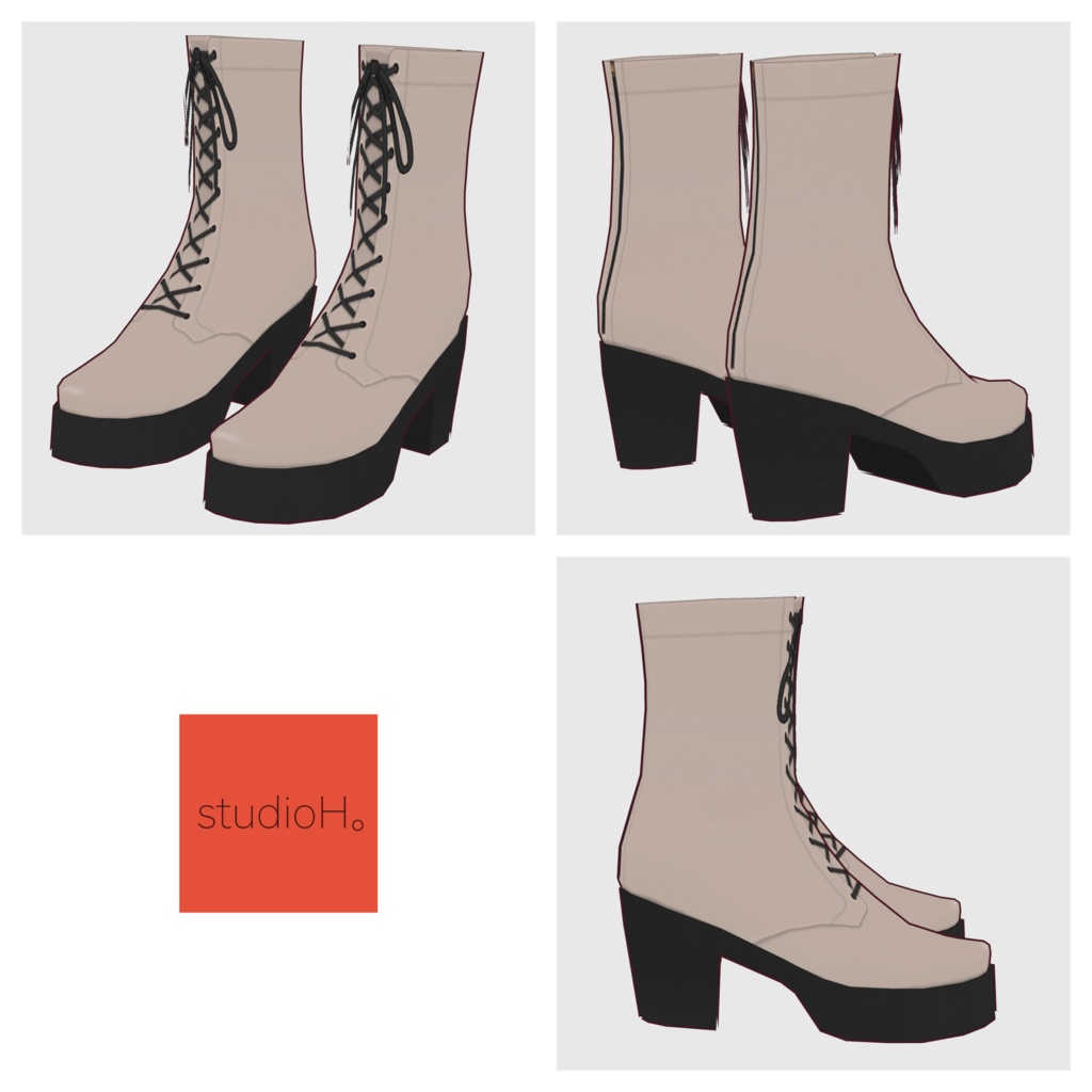 【#VRoid】レースアップショートブーツ2【#vroidcustomitem】