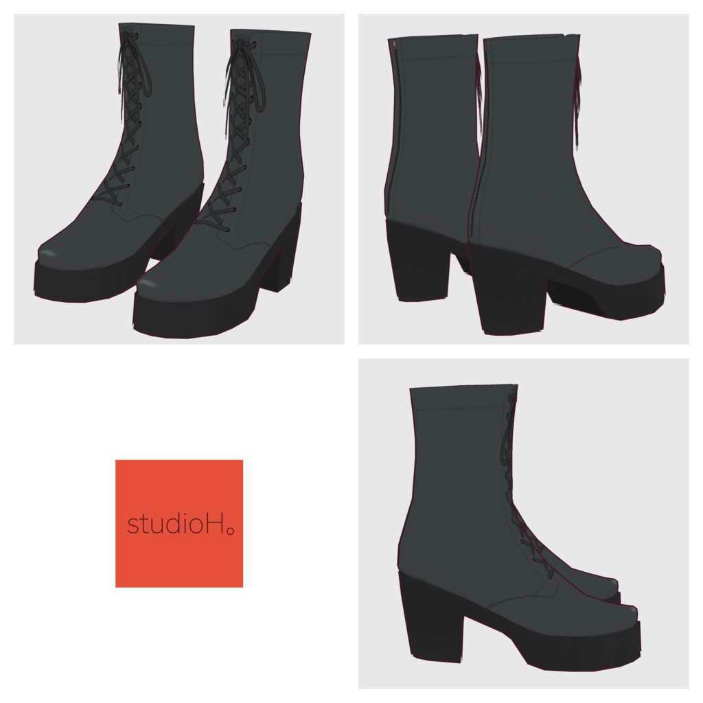 【#VRoid】レースアップショートブーツ2【#vroidcustomitem】