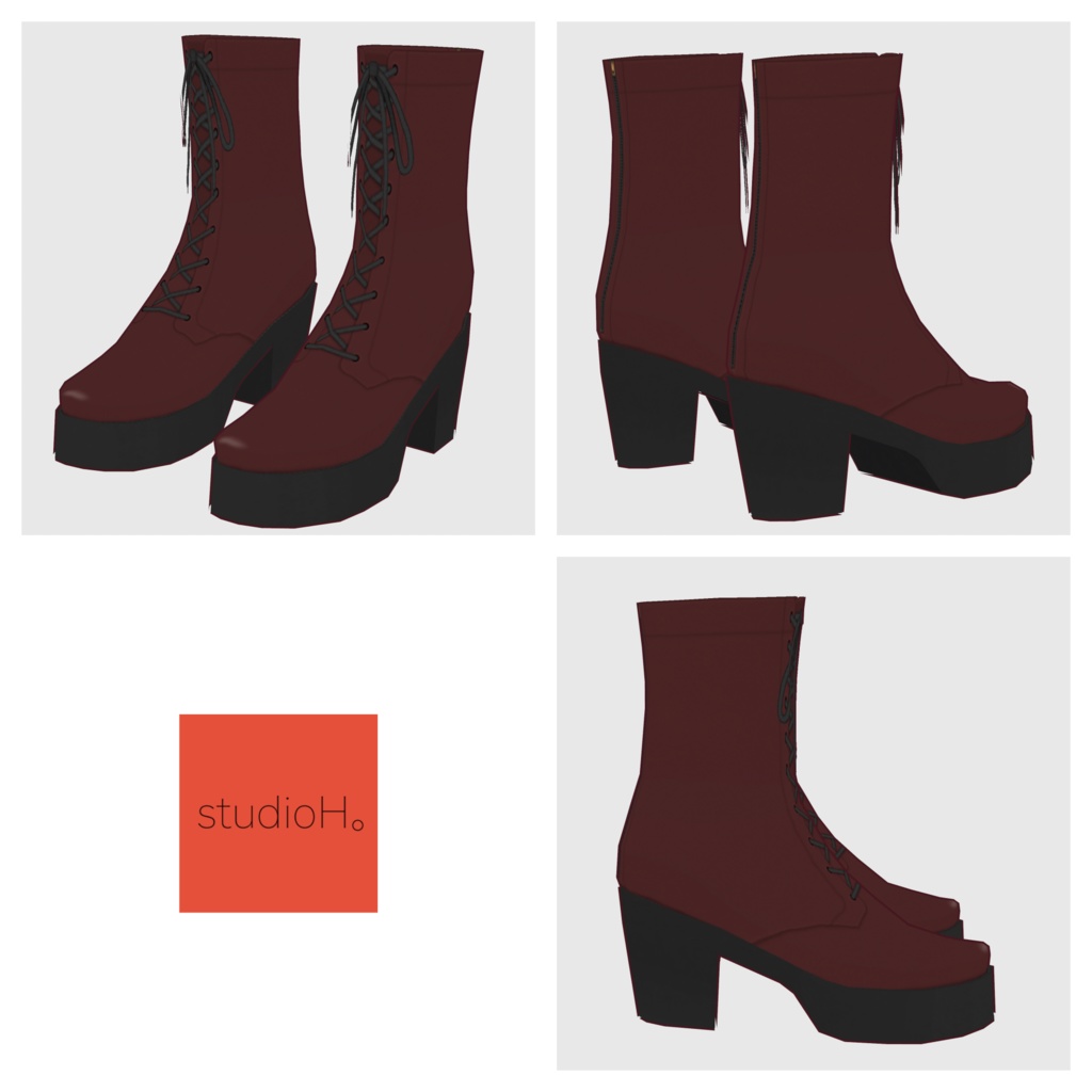 【#VRoid】レースアップショートブーツ2【#vroidcustomitem】