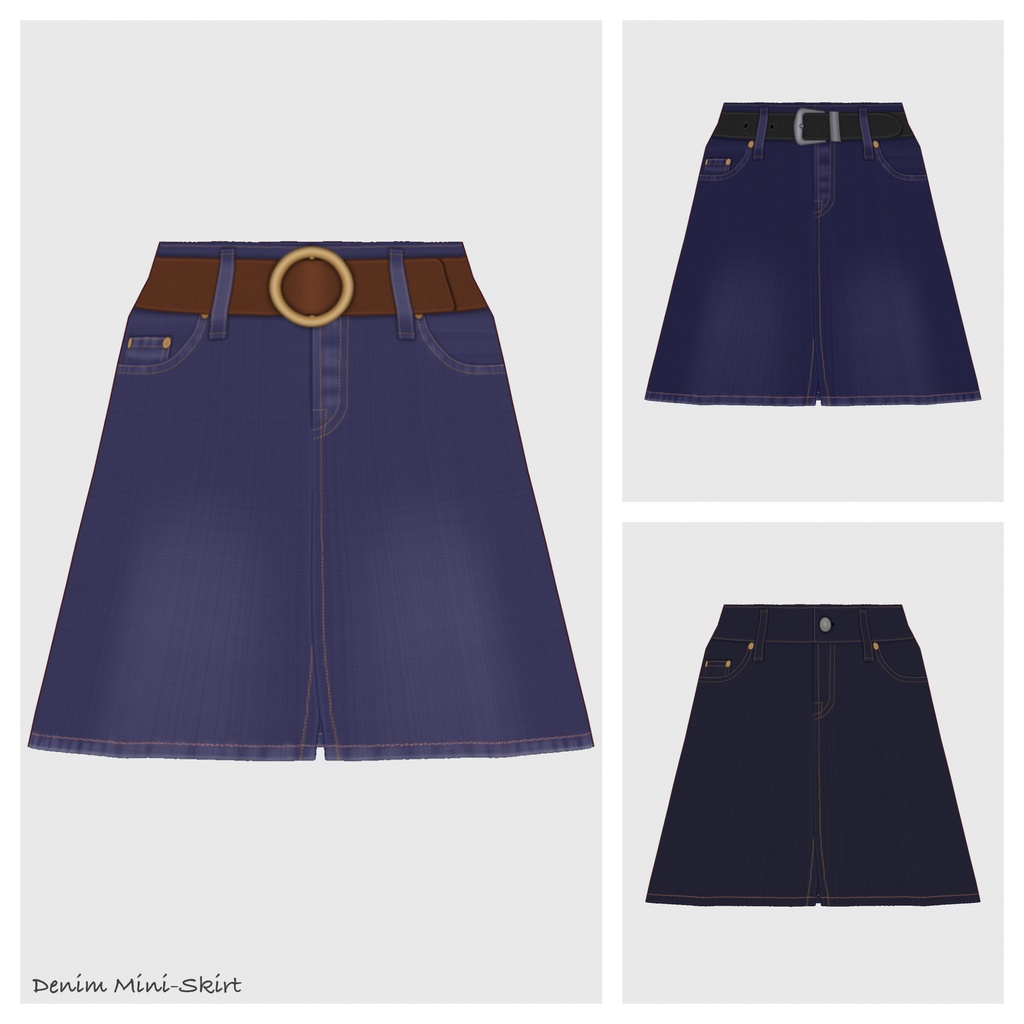 【#VRoid】デニムロングスカート / デニムミニスカート【#vroidcustomitem】