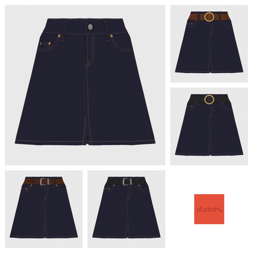 【#VRoid】デニムロングスカート / デニムミニスカート【#vroidcustomitem】