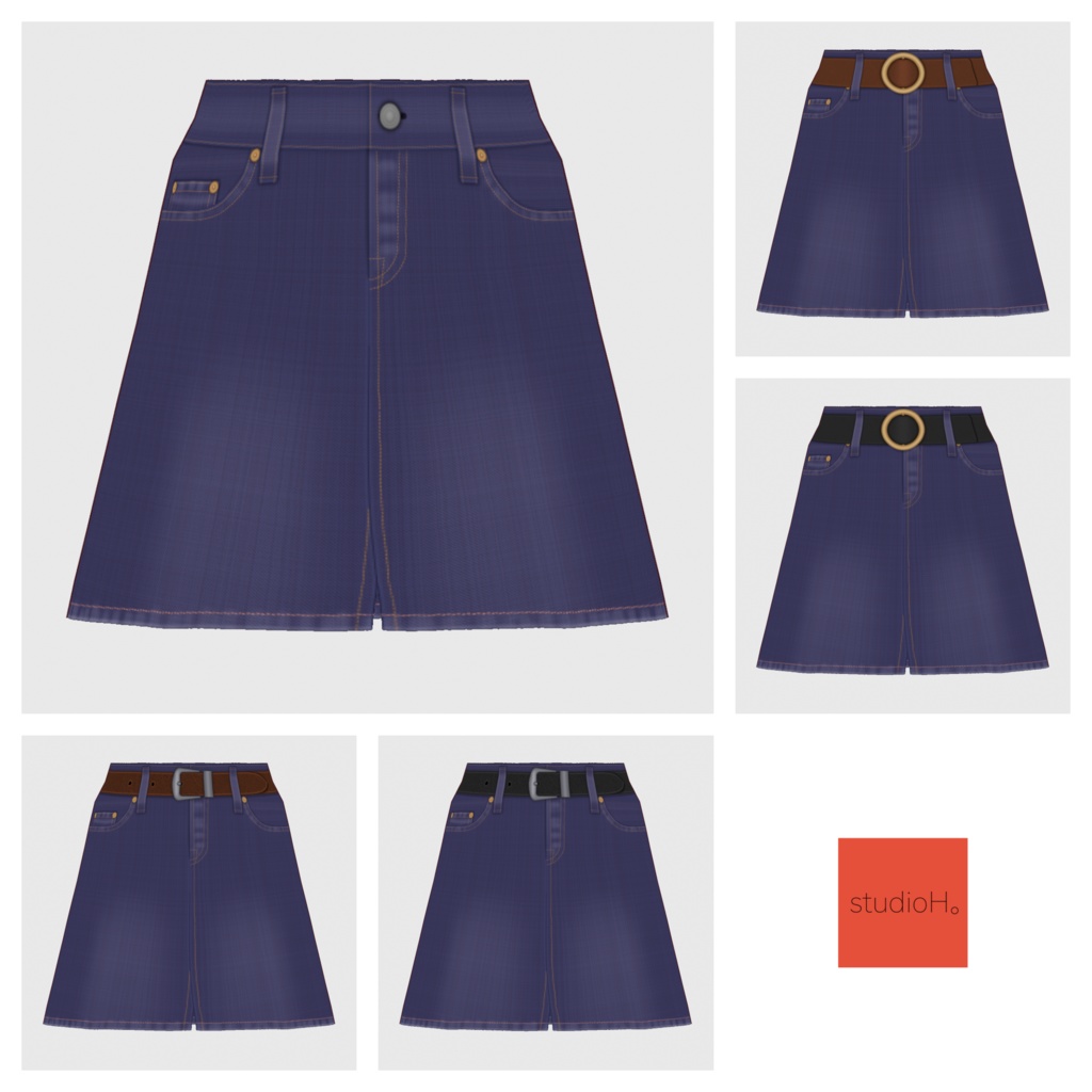 【#VRoid】デニムロングスカート / デニムミニスカート【#vroidcustomitem】