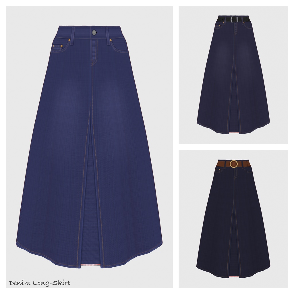 【#VRoid】デニムロングスカート / デニムミニスカート【#vroidcustomitem】