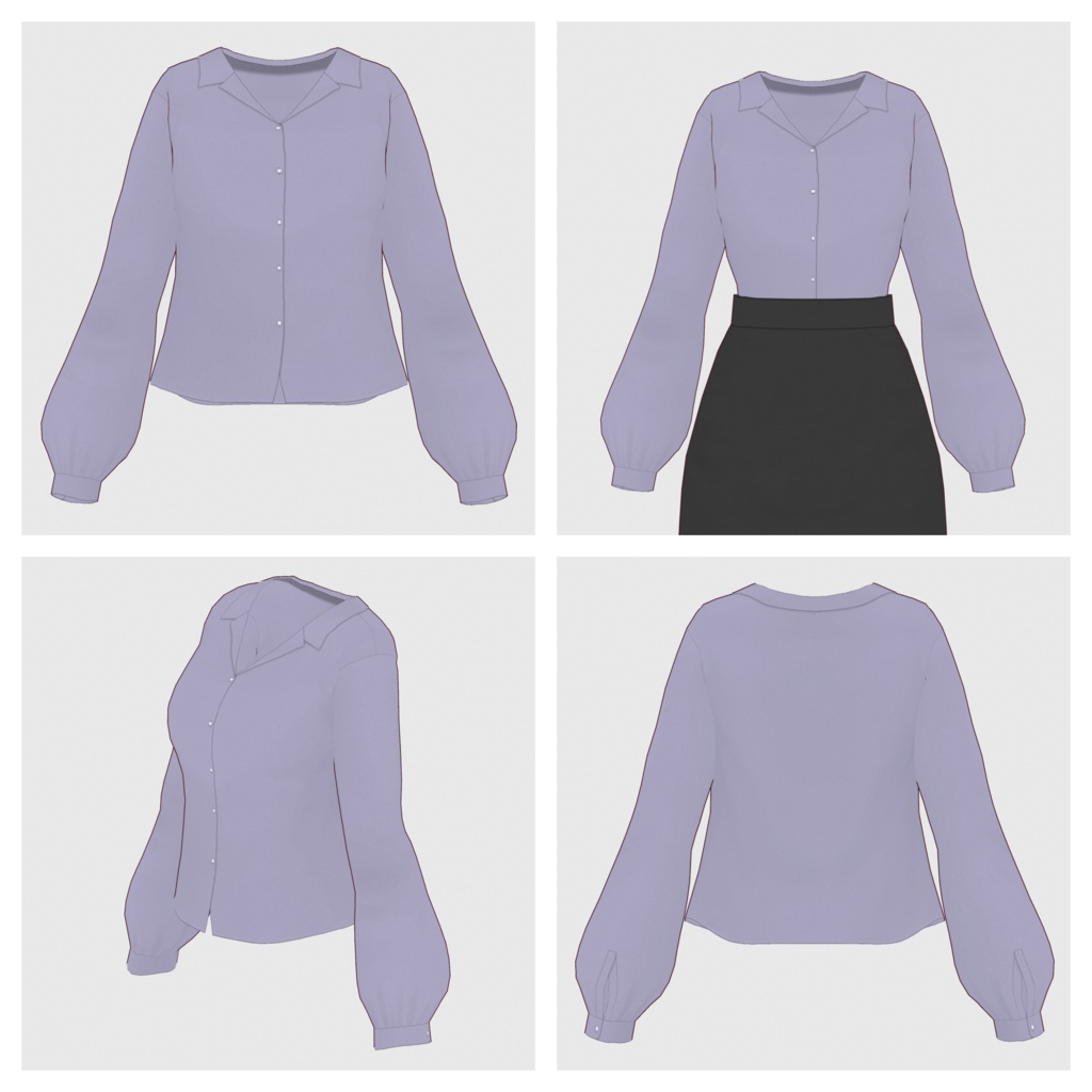 【#VRoid】オープンカラーブラウス【#vroidcustomitem】