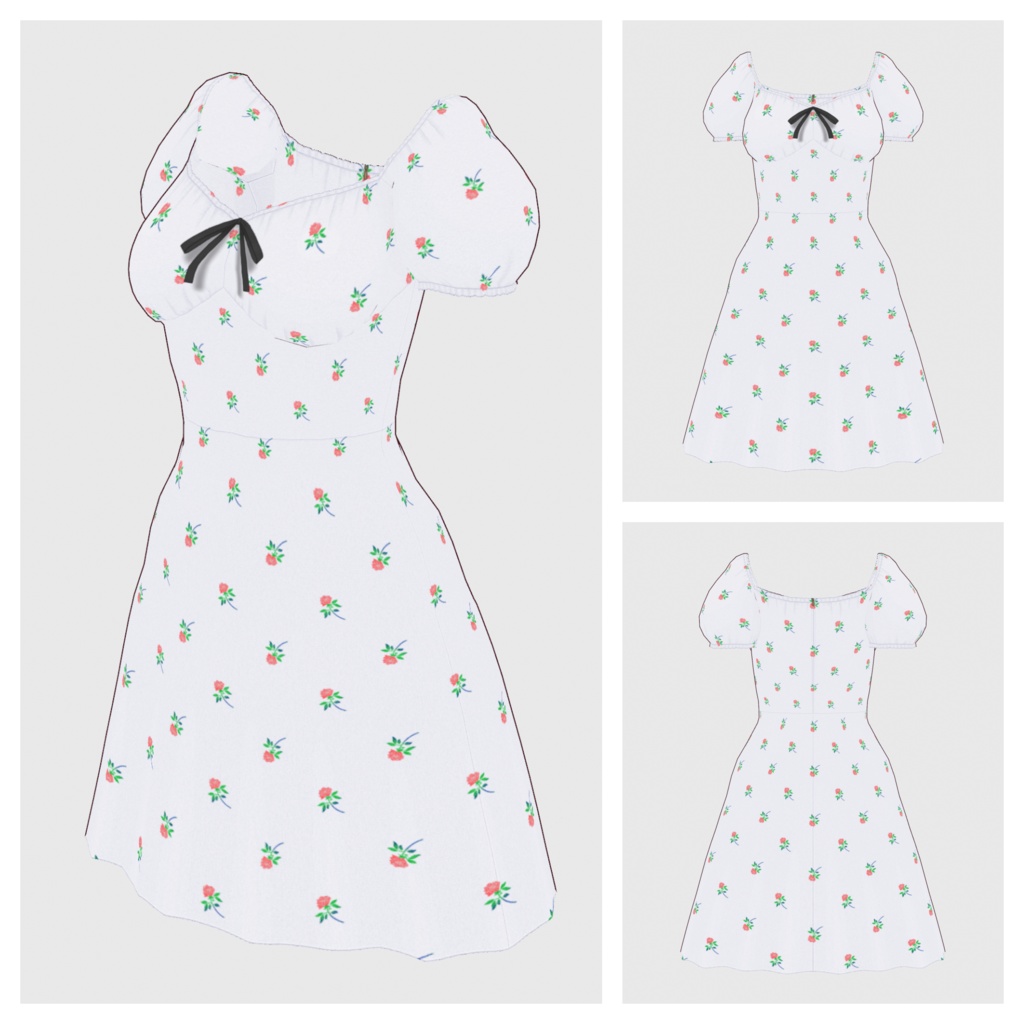 【#VRoid】パフスリーブサマードレス【#vroidcustomitem】