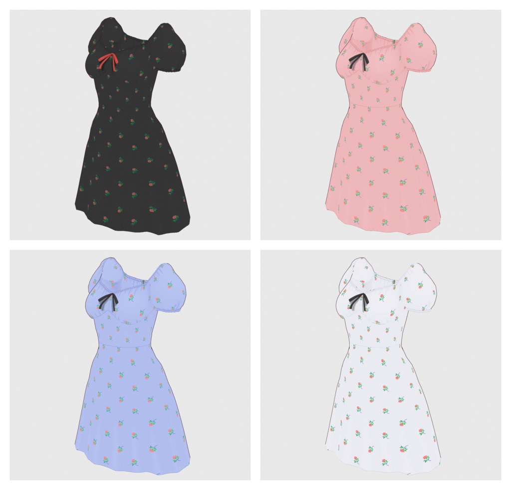 【#VRoid】パフスリーブサマードレス【#vroidcustomitem】