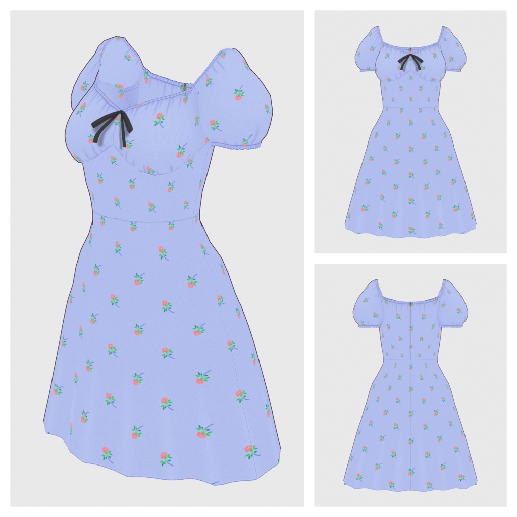 【#VRoid】パフスリーブサマードレス【#vroidcustomitem】