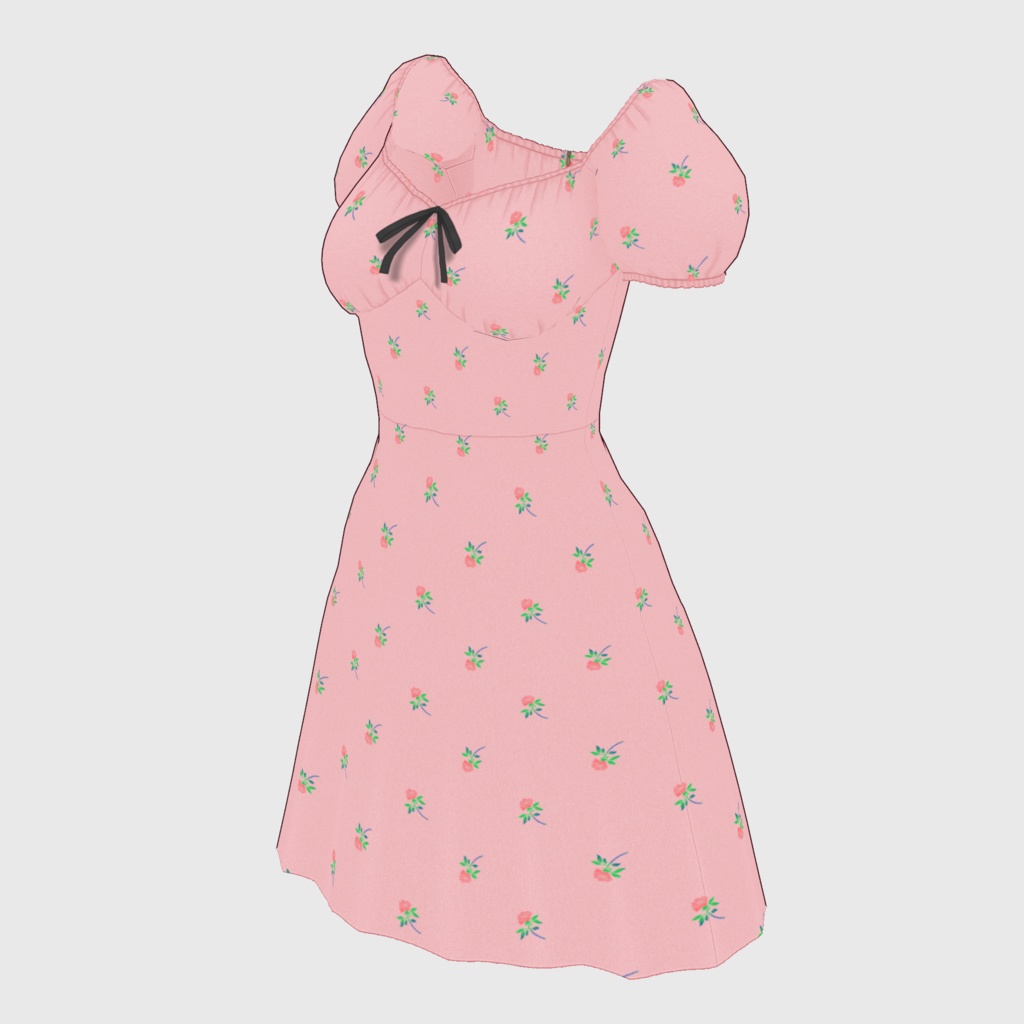 【#VRoid】パフスリーブサマードレス【#vroidcustomitem】