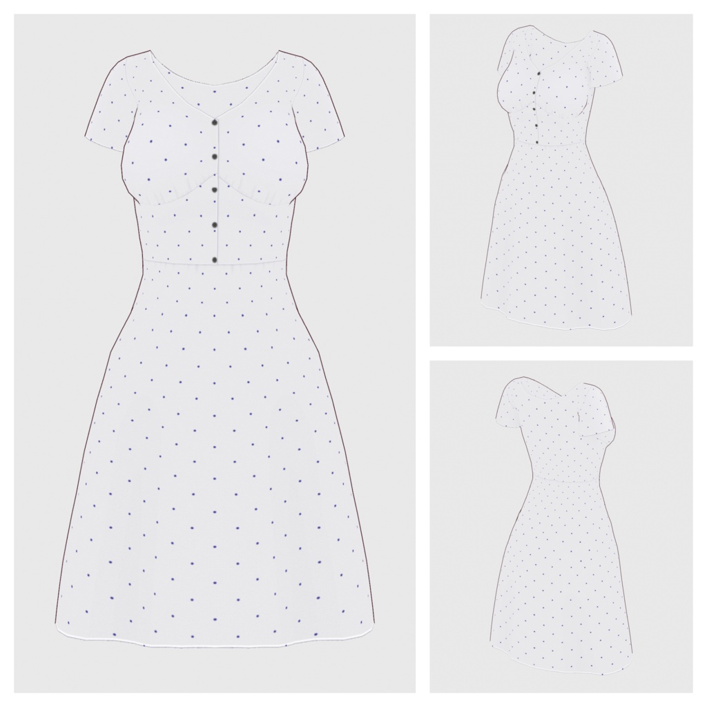 【#VRoid】フロントボタンワンピース【#vroidcustomitem】