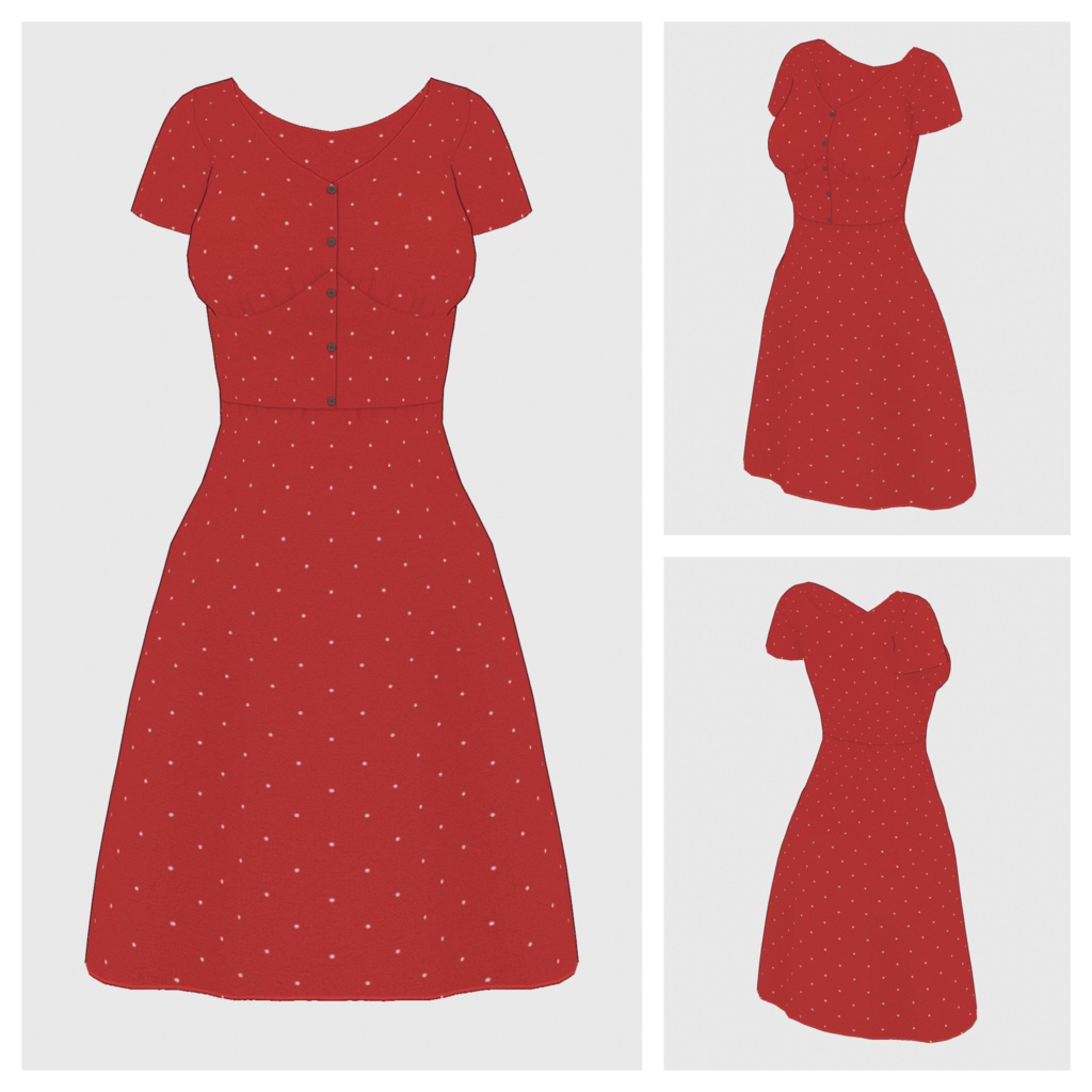 【#VRoid】フロントボタンワンピース【#vroidcustomitem】