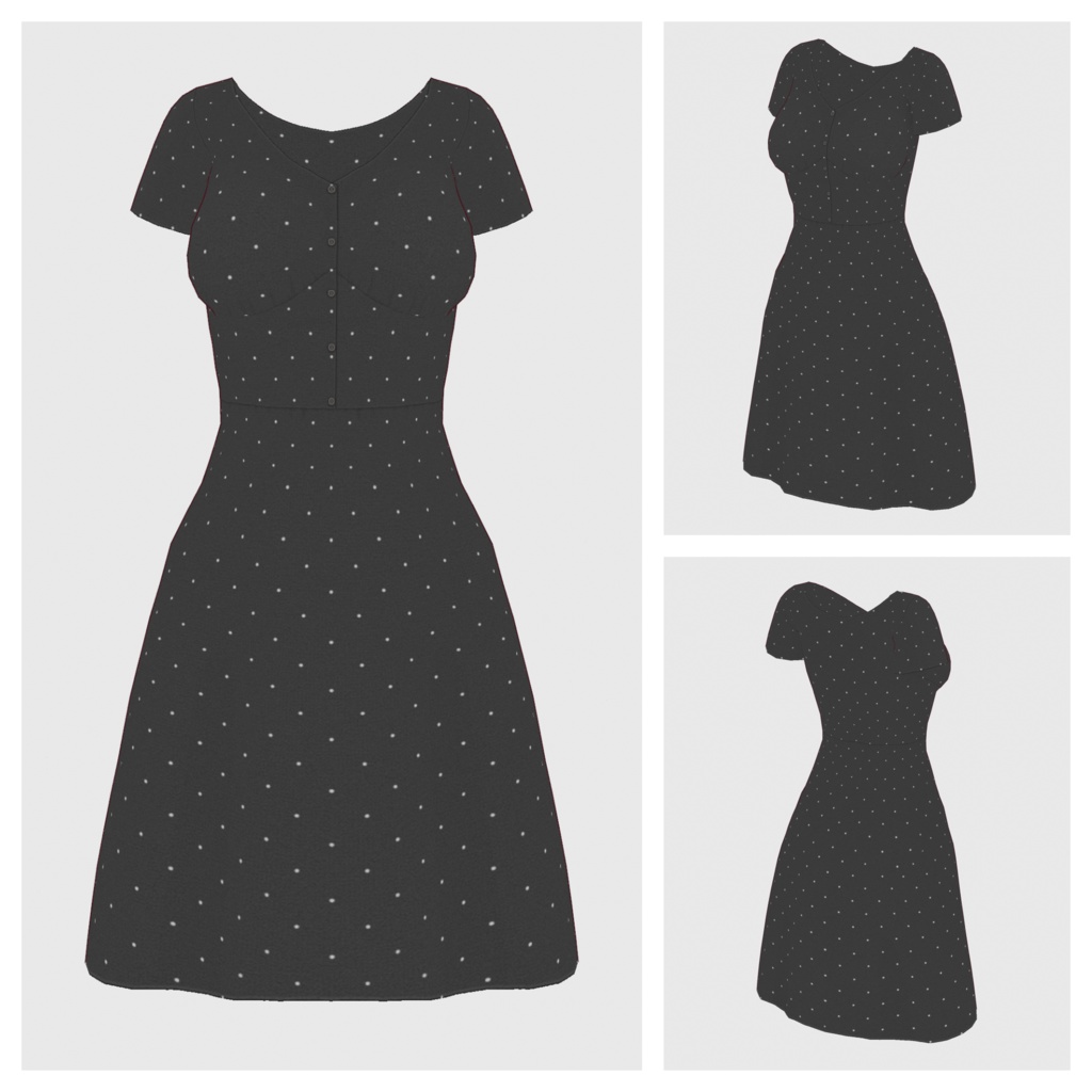 【#VRoid】フロントボタンワンピース【#vroidcustomitem】