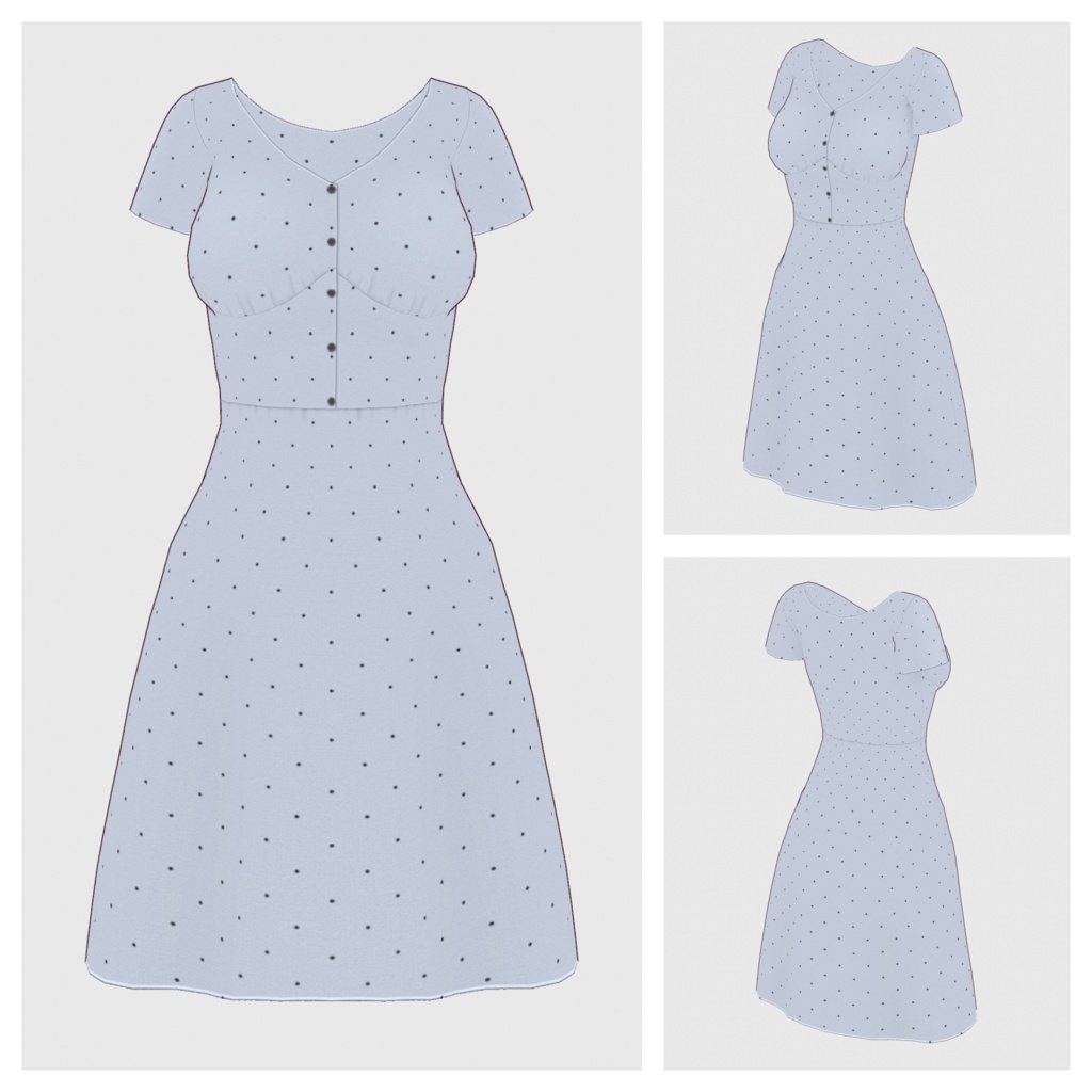 【#VRoid】フロントボタンワンピース【#vroidcustomitem】