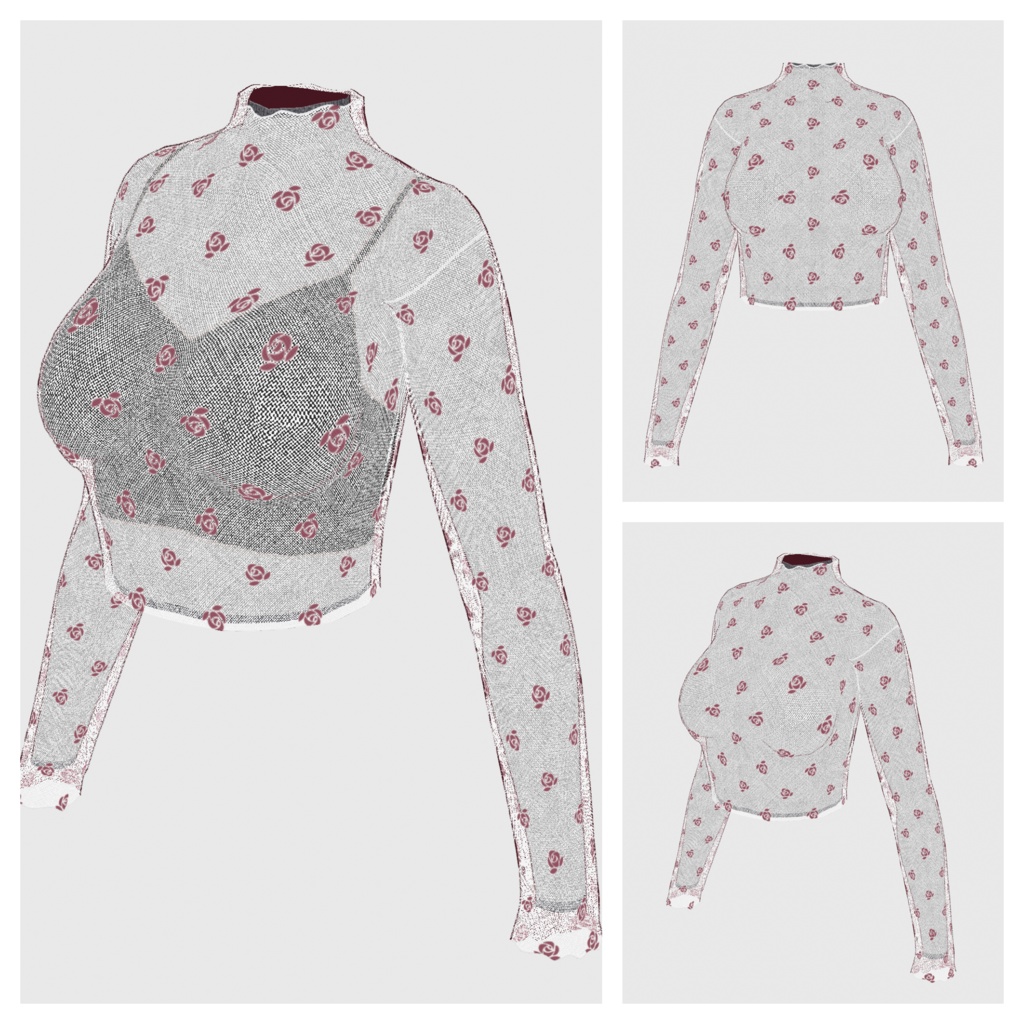 【#VRoid】クロップドキャミソール&シアートップス【#vroidcustomitem】