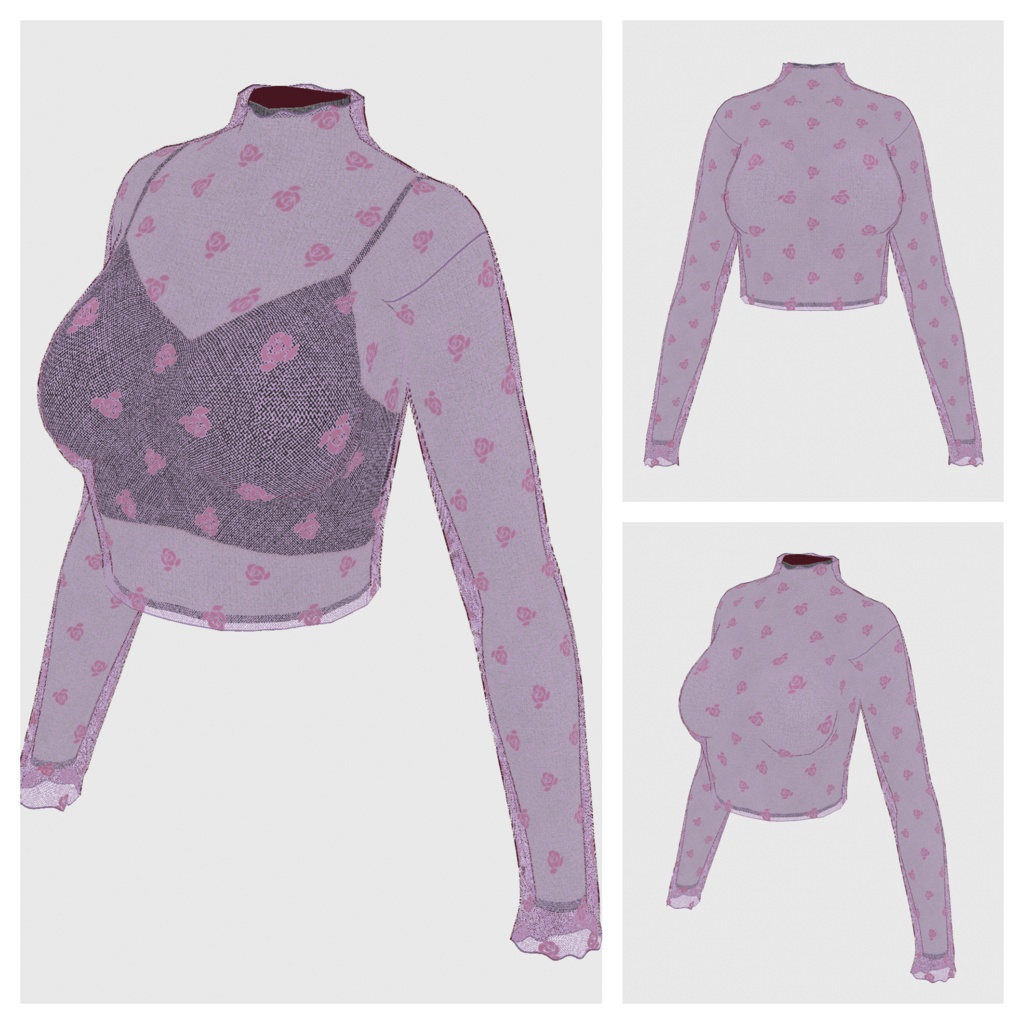 【#VRoid】クロップドキャミソール&シアートップス【#vroidcustomitem】