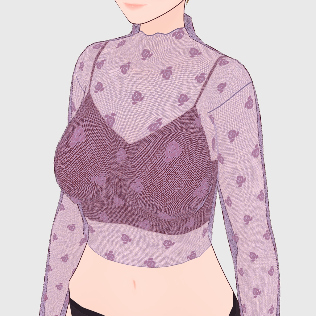 【#VRoid】クロップドキャミソール&シアートップス【#vroidcustomitem】