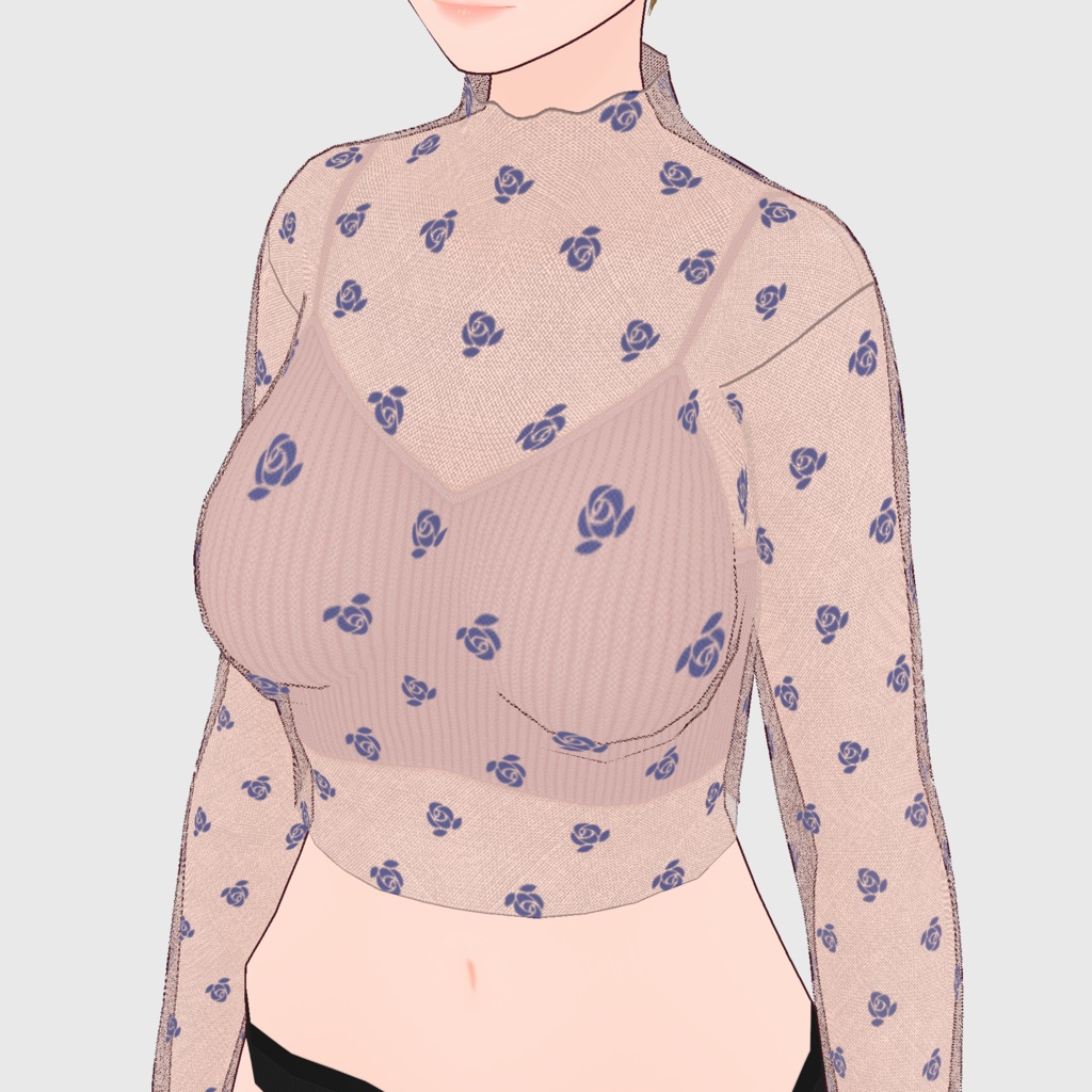 【#VRoid】クロップドキャミソール&シアートップス【#vroidcustomitem】