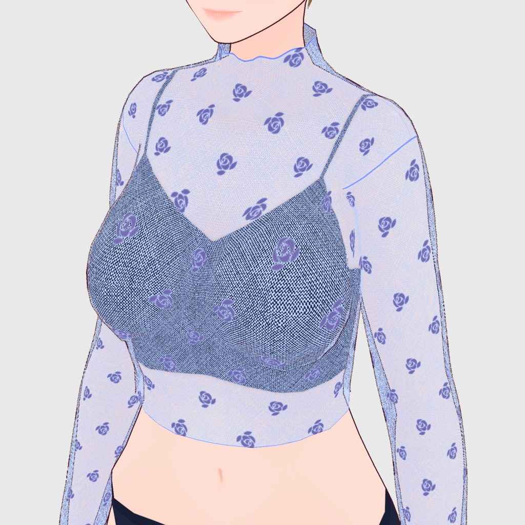 【#VRoid】クロップドキャミソール&シアートップス【#vroidcustomitem】