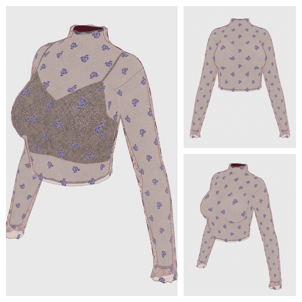 【#VRoid】クロップドキャミソール&シアートップス【#vroidcustomitem】