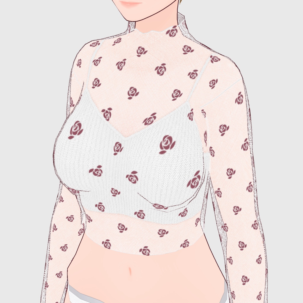 【#VRoid】クロップドキャミソール&シアートップス【#vroidcustomitem】