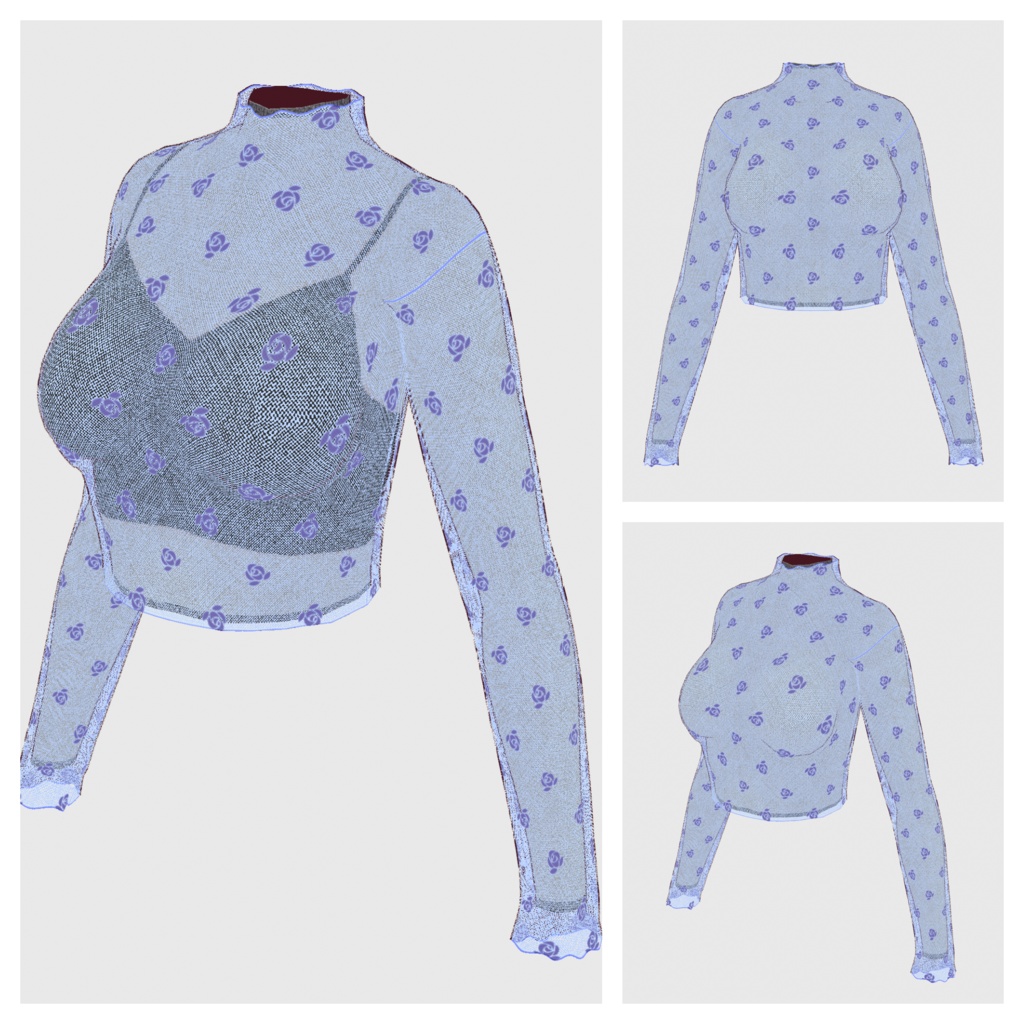 【#VRoid】クロップドキャミソール&シアートップス【#vroidcustomitem】