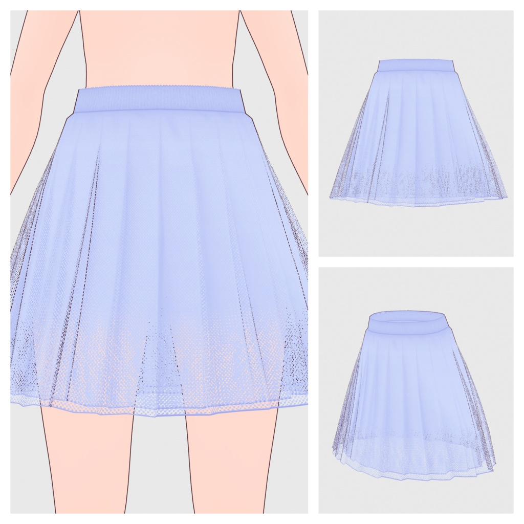 【#VRoid】チュールプリーツスカート (free)【#vroidcustomitem】