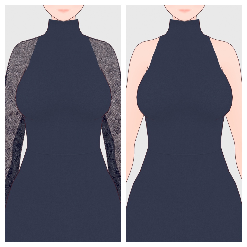 【#VRoid】ツーウェイマキシワンピース【#vroidcustomitem】