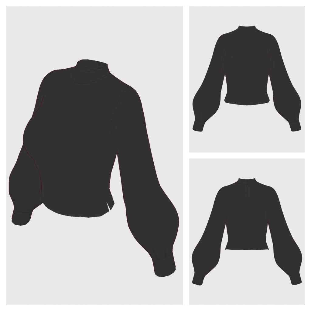 【#VRoid】ハイウエストマキシスカート+パフスリーブブラウス【#vroidcustomitem】