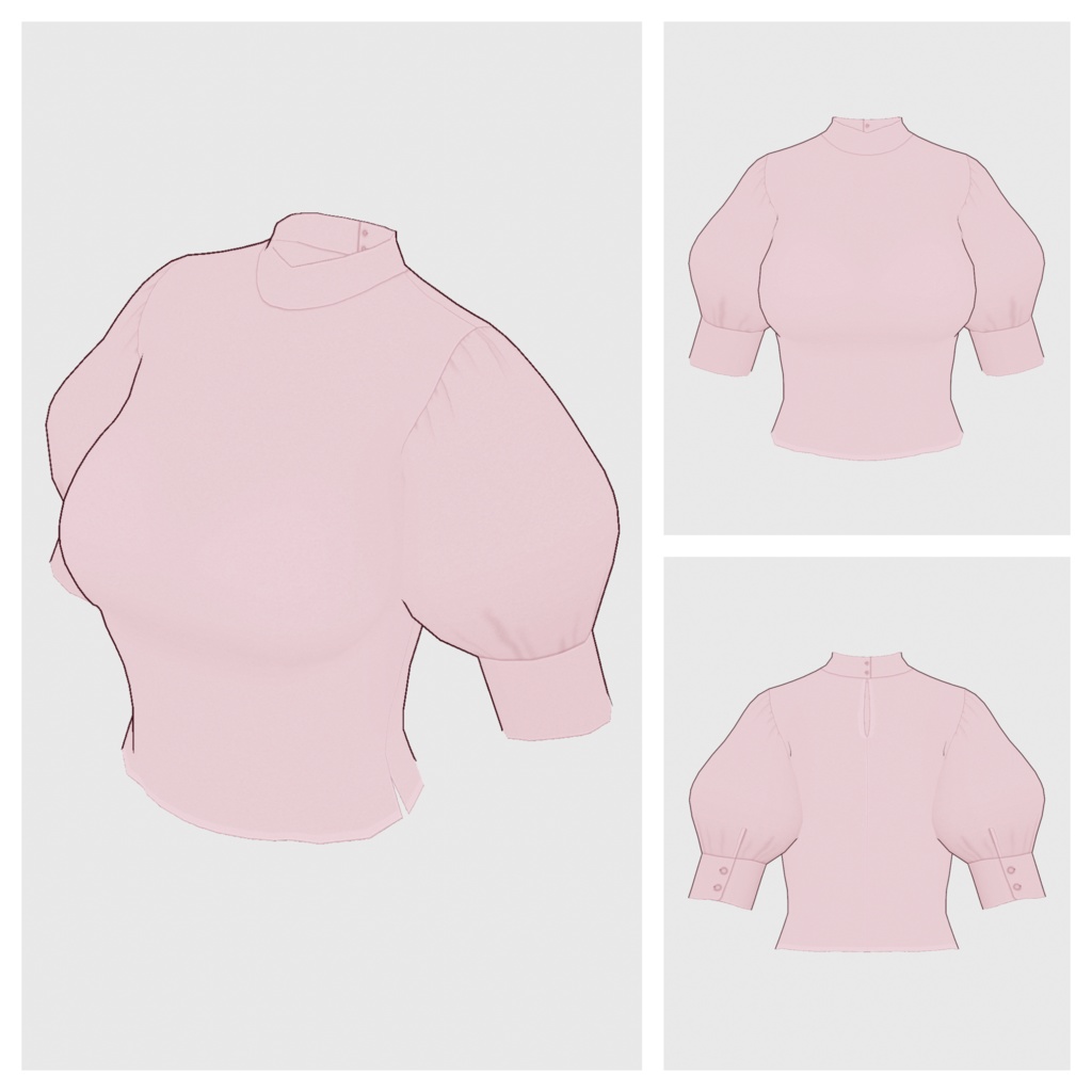 【#VRoid】ハイウエストマキシスカート+パフスリーブブラウス【#vroidcustomitem】