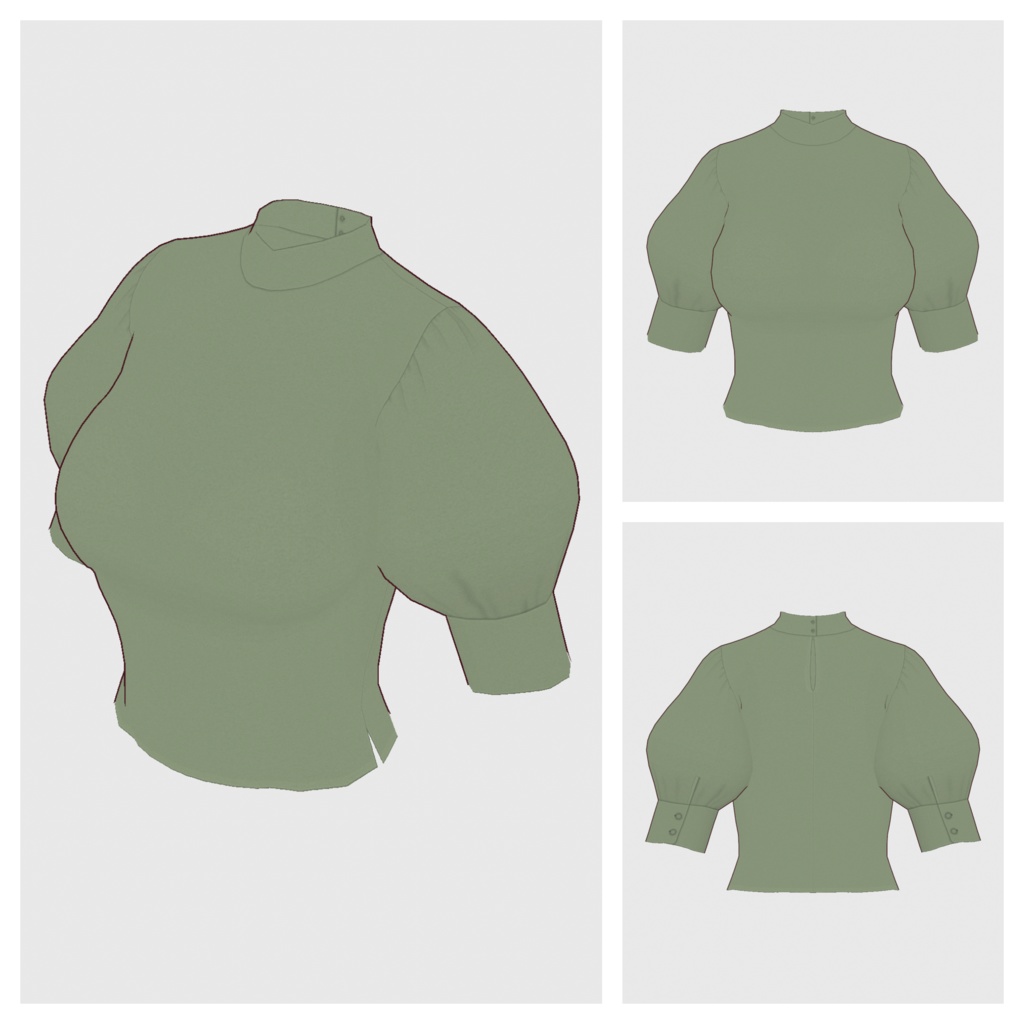 【#VRoid】ハイウエストマキシスカート+パフスリーブブラウス【#vroidcustomitem】