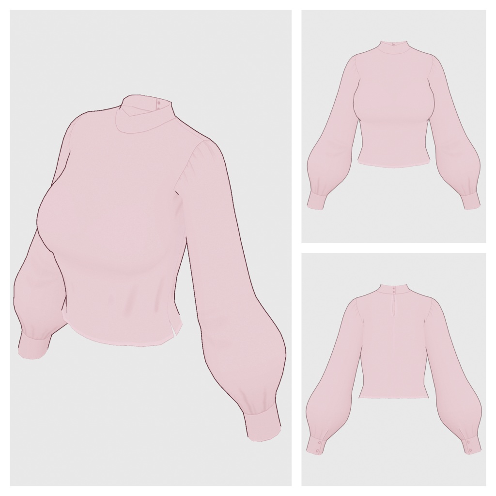 【#VRoid】ハイウエストマキシスカート+パフスリーブブラウス【#vroidcustomitem】