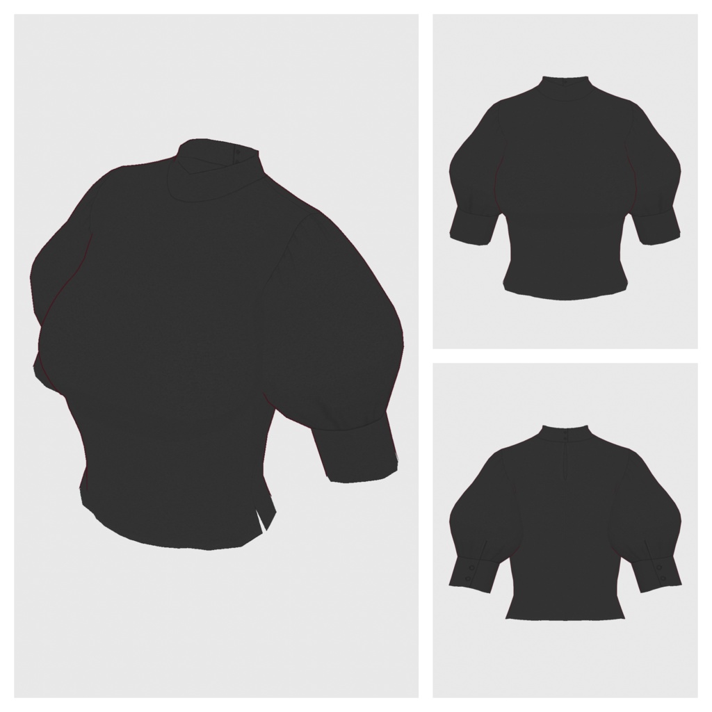 【#VRoid】ハイウエストマキシスカート+パフスリーブブラウス【#vroidcustomitem】