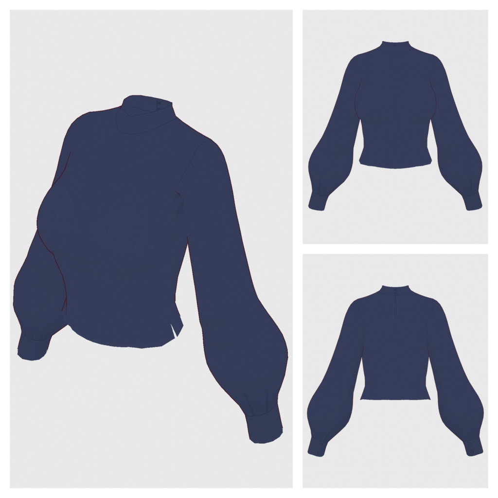 【#VRoid】ハイウエストマキシスカート+パフスリーブブラウス【#vroidcustomitem】