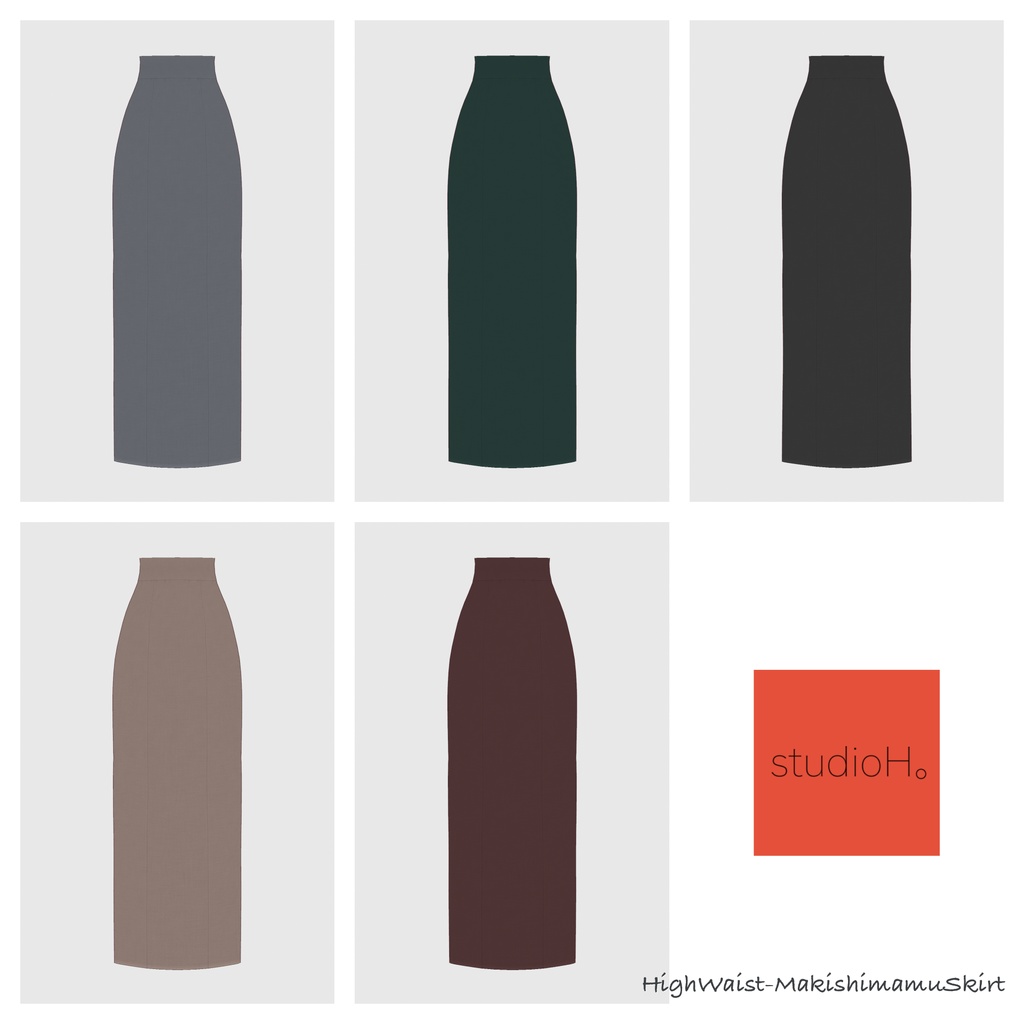 【#VRoid】ハイウエストマキシスカート+パフスリーブブラウス【#vroidcustomitem】