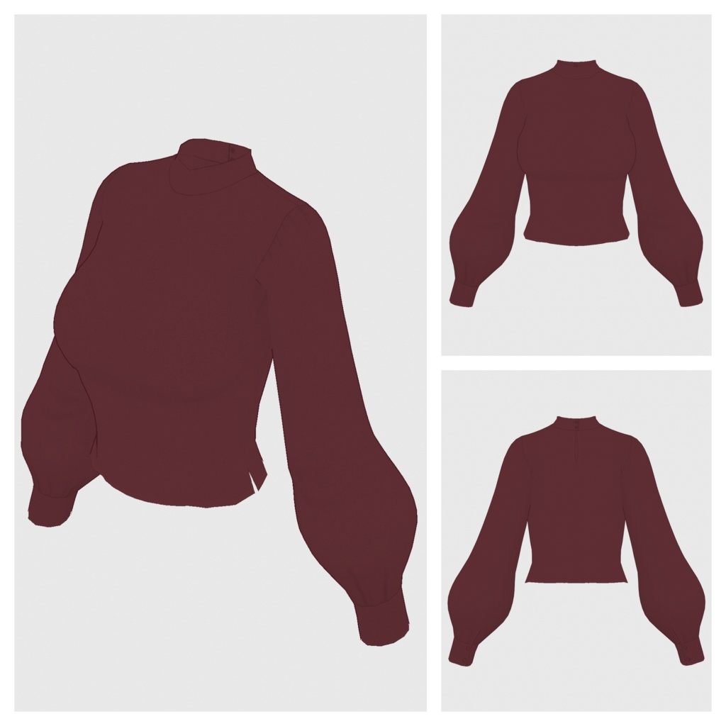 【#VRoid】ハイウエストマキシスカート+パフスリーブブラウス【#vroidcustomitem】