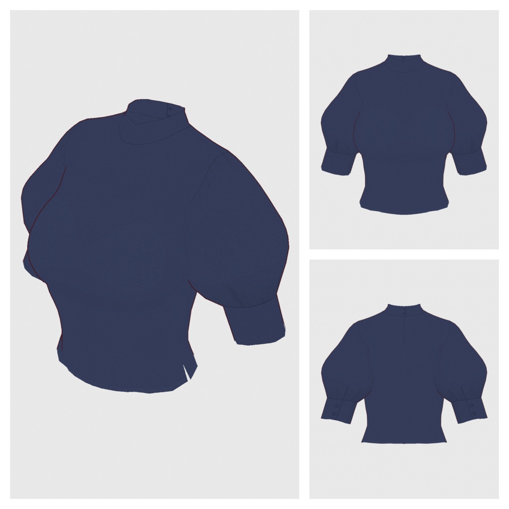 【#VRoid】ハイウエストマキシスカート+パフスリーブブラウス【#vroidcustomitem】