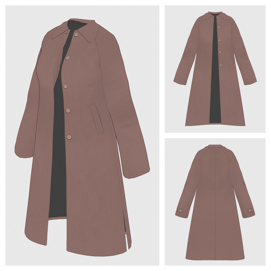 【#VRoid】ウールステンカラーコート【#vroidcustomitem】