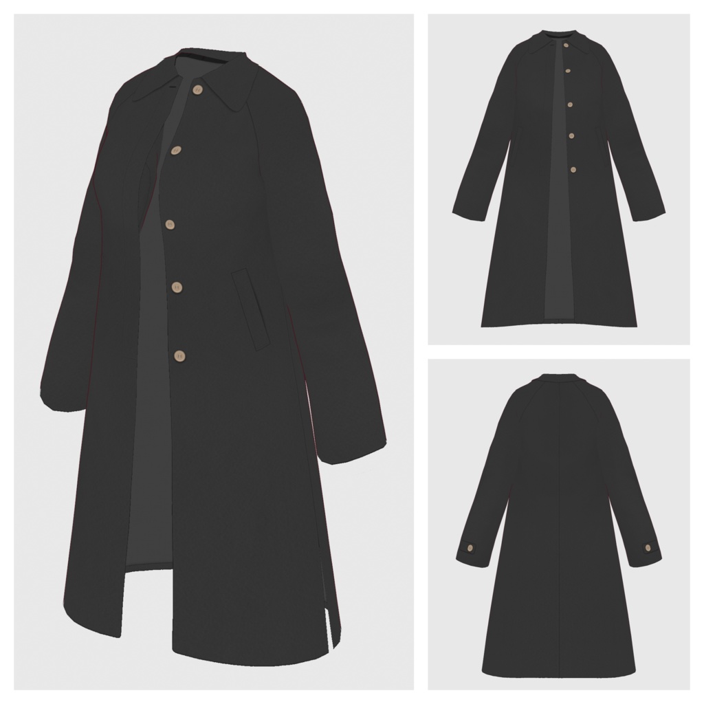 【#VRoid】ウールステンカラーコート【#vroidcustomitem】