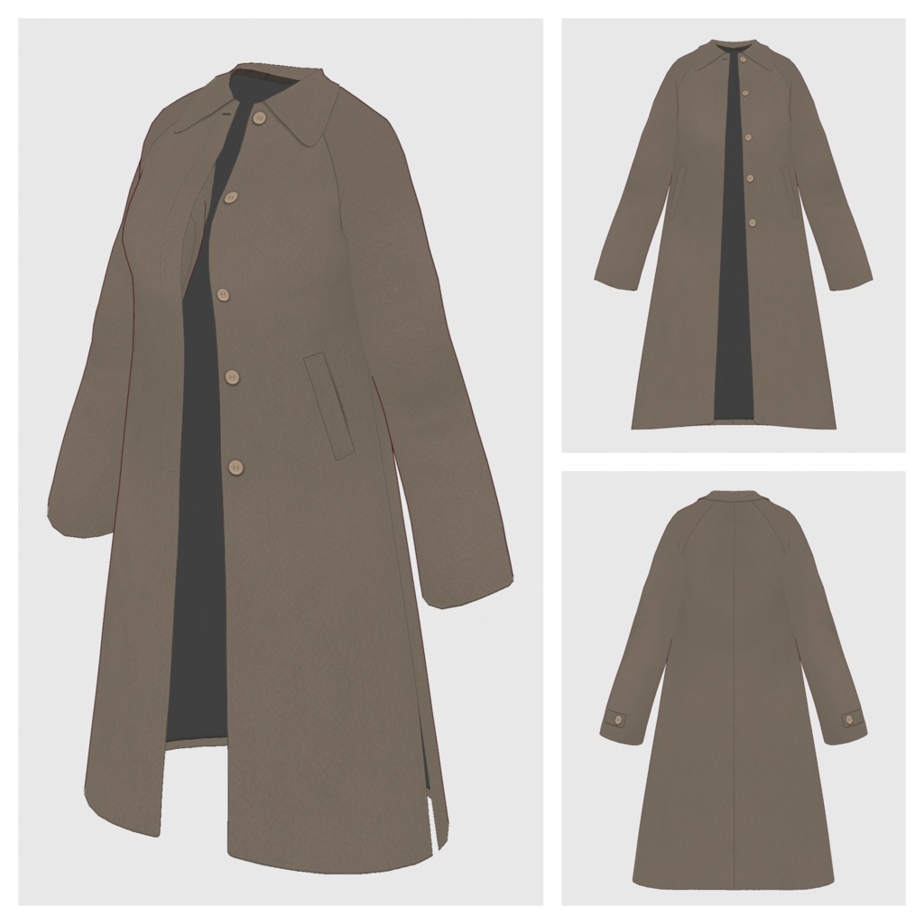 【#VRoid】ウールステンカラーコート【#vroidcustomitem】